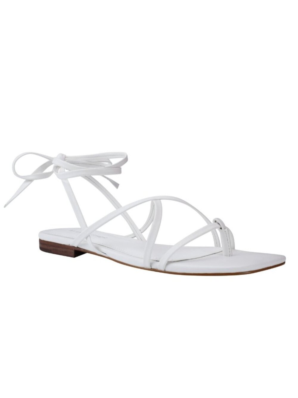 Marc Fisher Womens Latent Leg Ties Square Toe Thong Sandals White Size 8.5M NWB